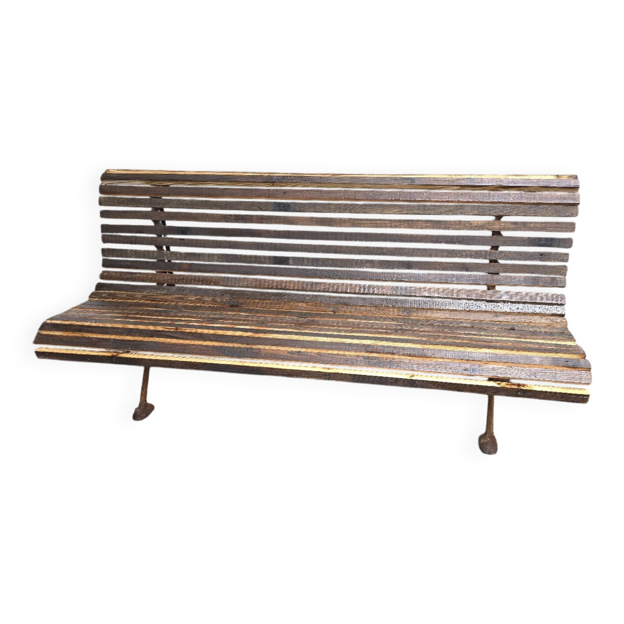 Cast iron garden bench with wooden slats