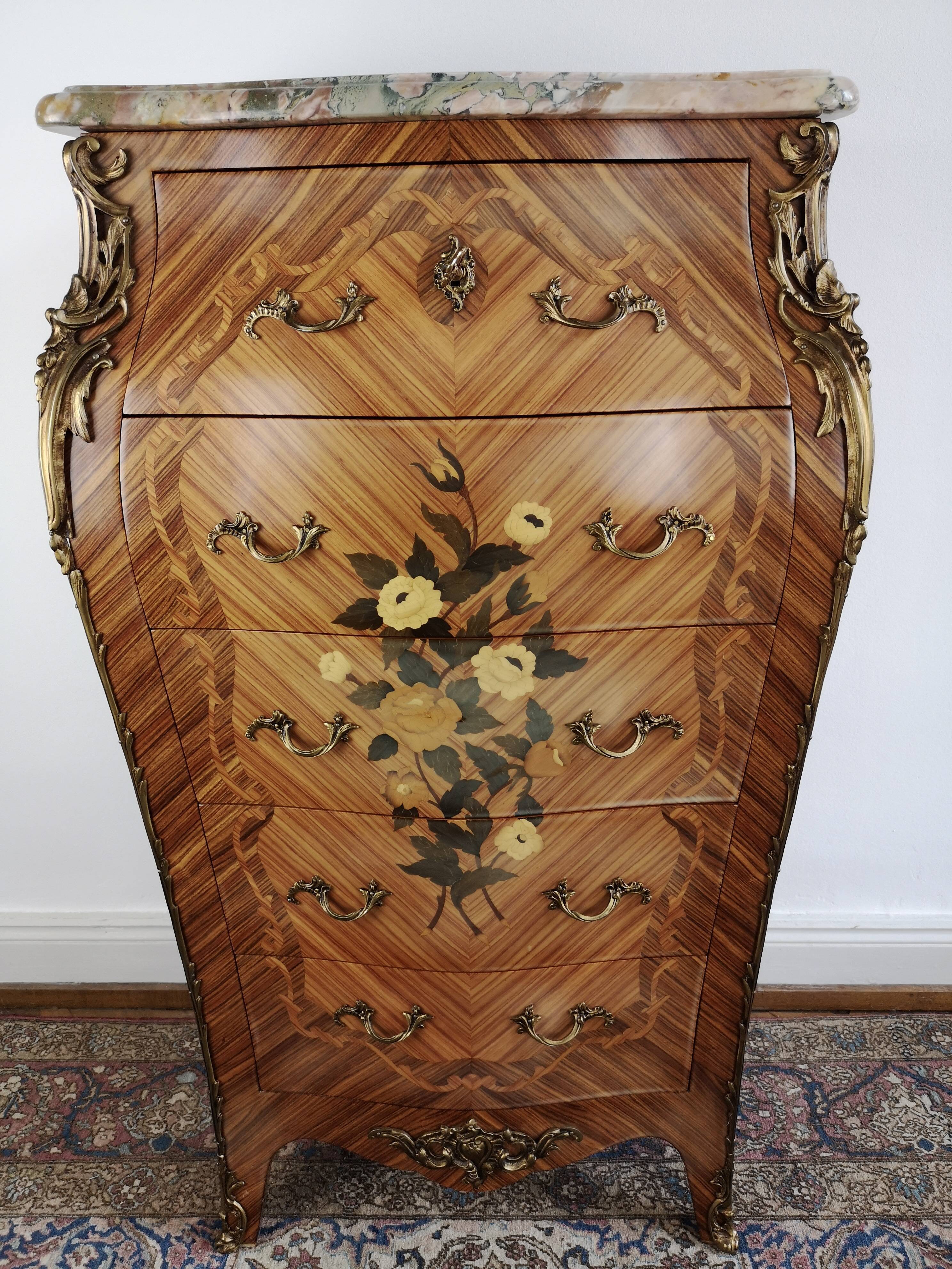 Louis XV style chiffonier in rosewood marquetry