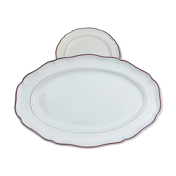 Plat de service ovale Villeroy &Boch festonné marron