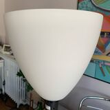Pair of wooden and white opaline foot lamps