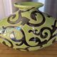 Vintage ceramic pebble vase green & black 35 cm