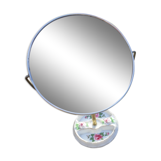 Round mirror on pedestal 18x31cm