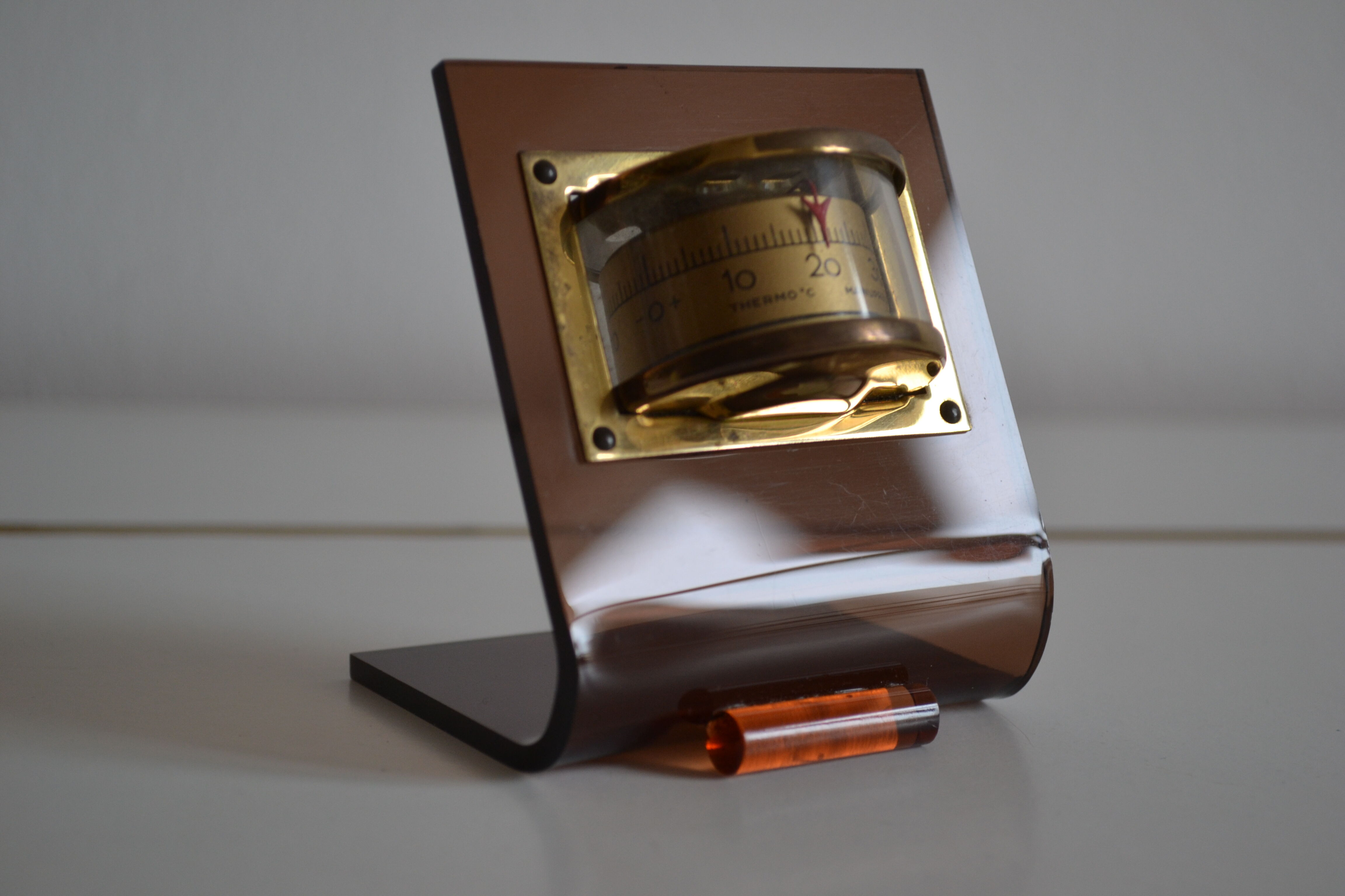 Smoked plexiglass thermometer 70s