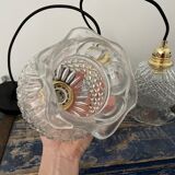 Set of three new electrified chiseled glass suspensions