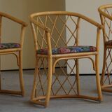 Set of 6 sculptural vintage bamboo dining chairs, modern Danish design, made in the 1960s.