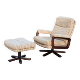 Fauteuil et ottomane pivotant Midcentury 1970