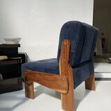 Blue corduroy and solid wood heater