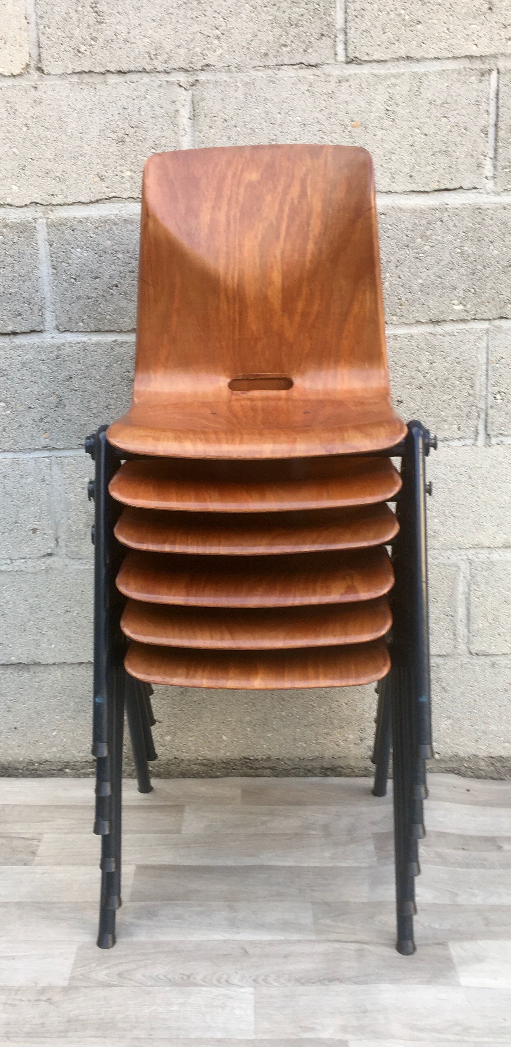 Set of 6 Galvanitas S30 industrial chairs