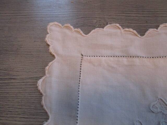 Antique embroidered/monogrammed pillowcase: 75x75cm
