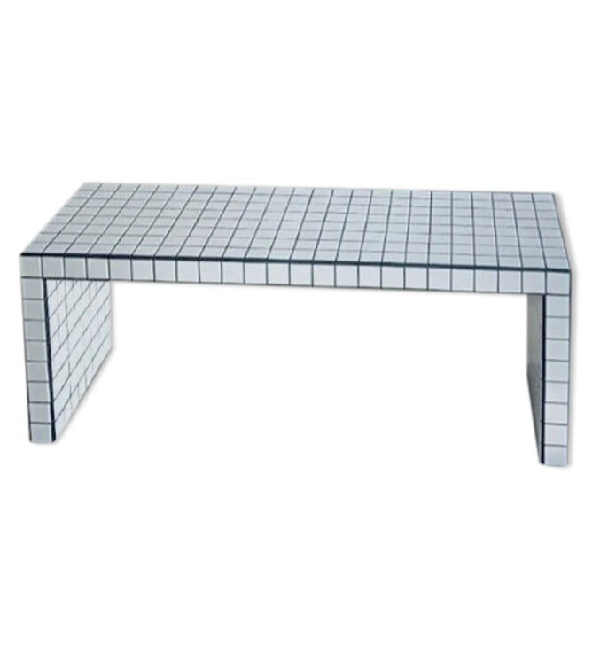 White ceramic mosaic tile coffee table