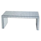 White ceramic mosaic tile coffee table