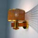 Vintage rattan & wood wall sconce, Italy, 1970s