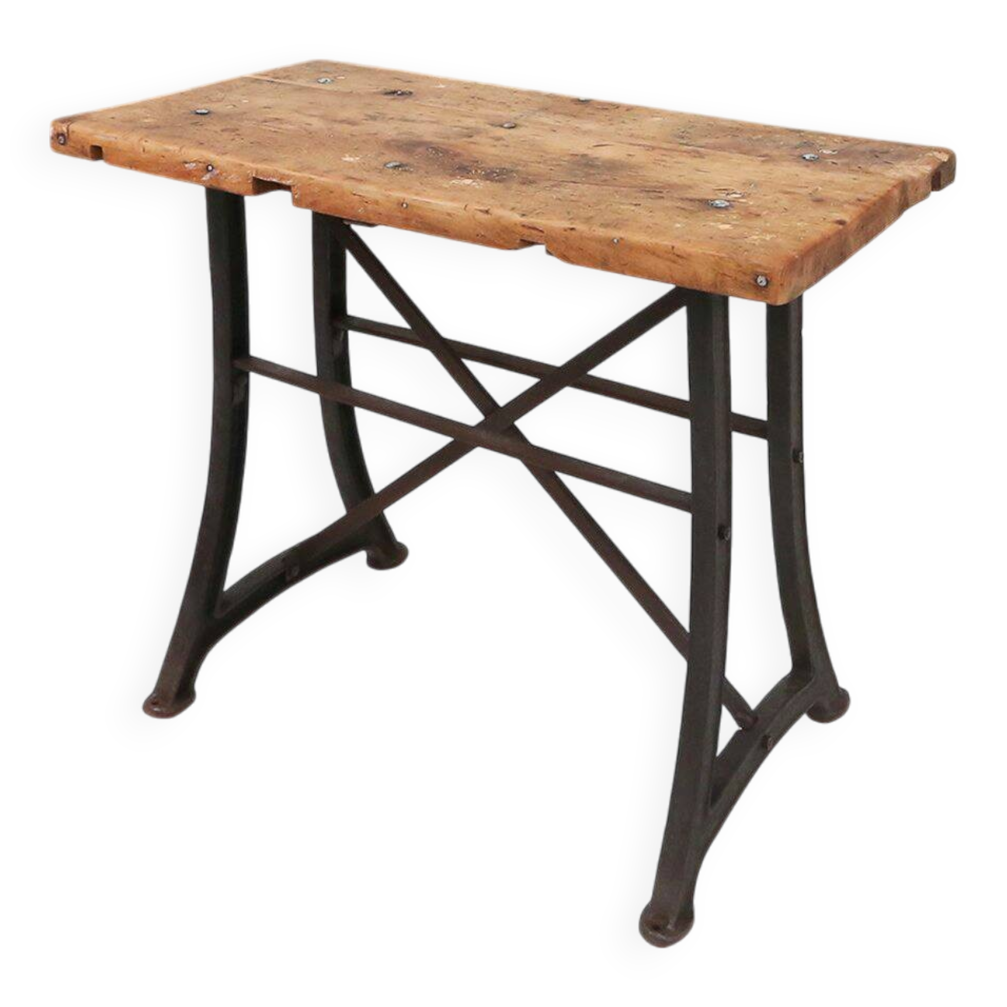 Industrial Bar/Bistro Table with Cast Iron Legs and Wooden Top, Belgium 192
