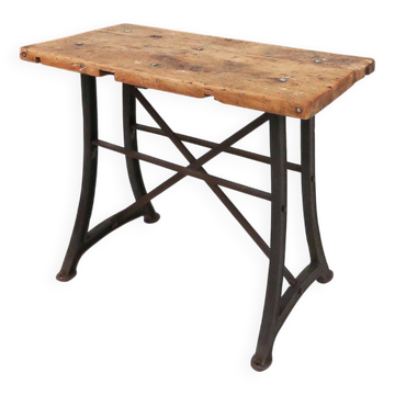 Industrial Bar/Bistro Table with Cast Iron Legs and Wooden Top, Belgium 192