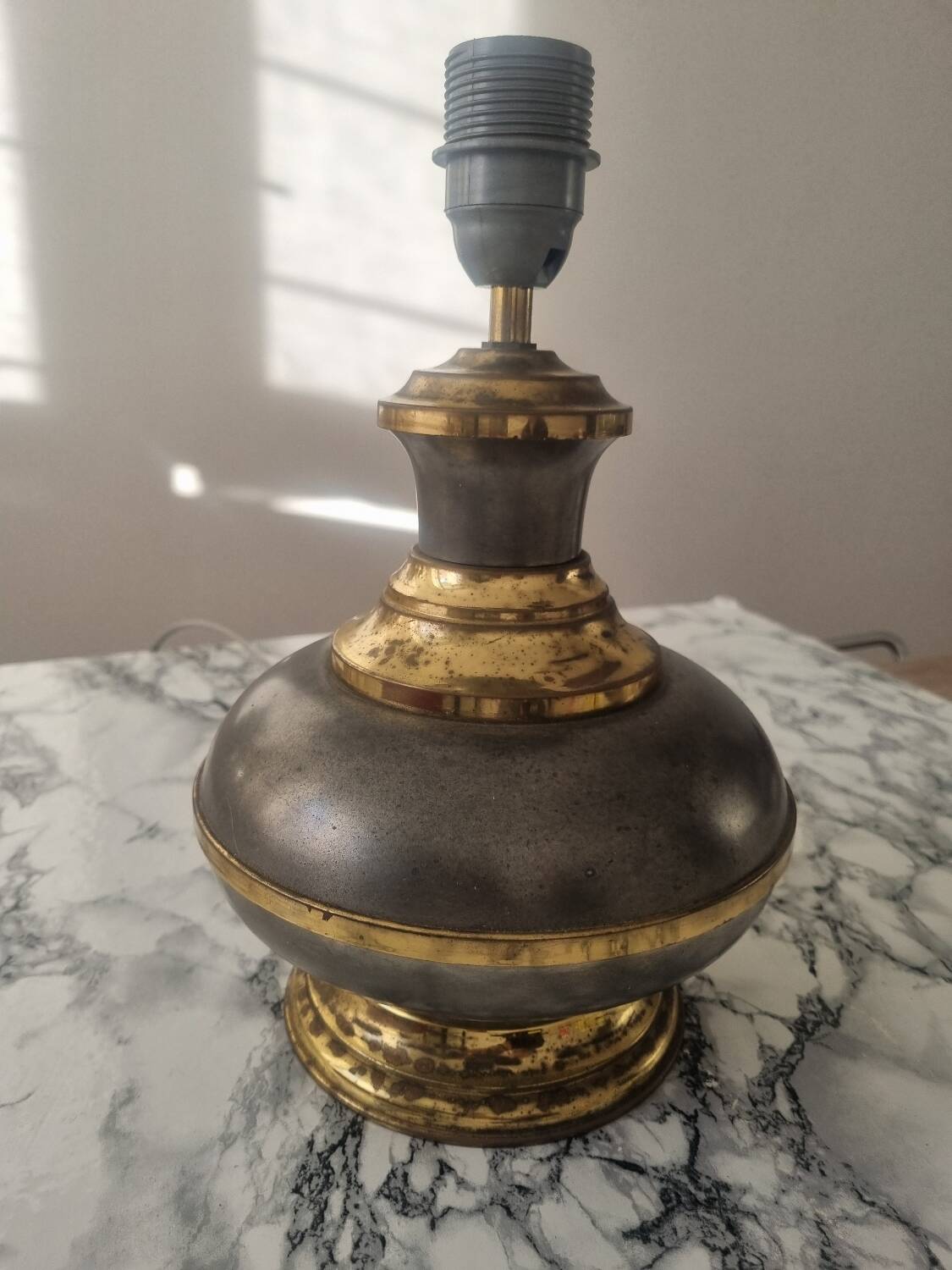 Vintage gold and grey metal lamp base