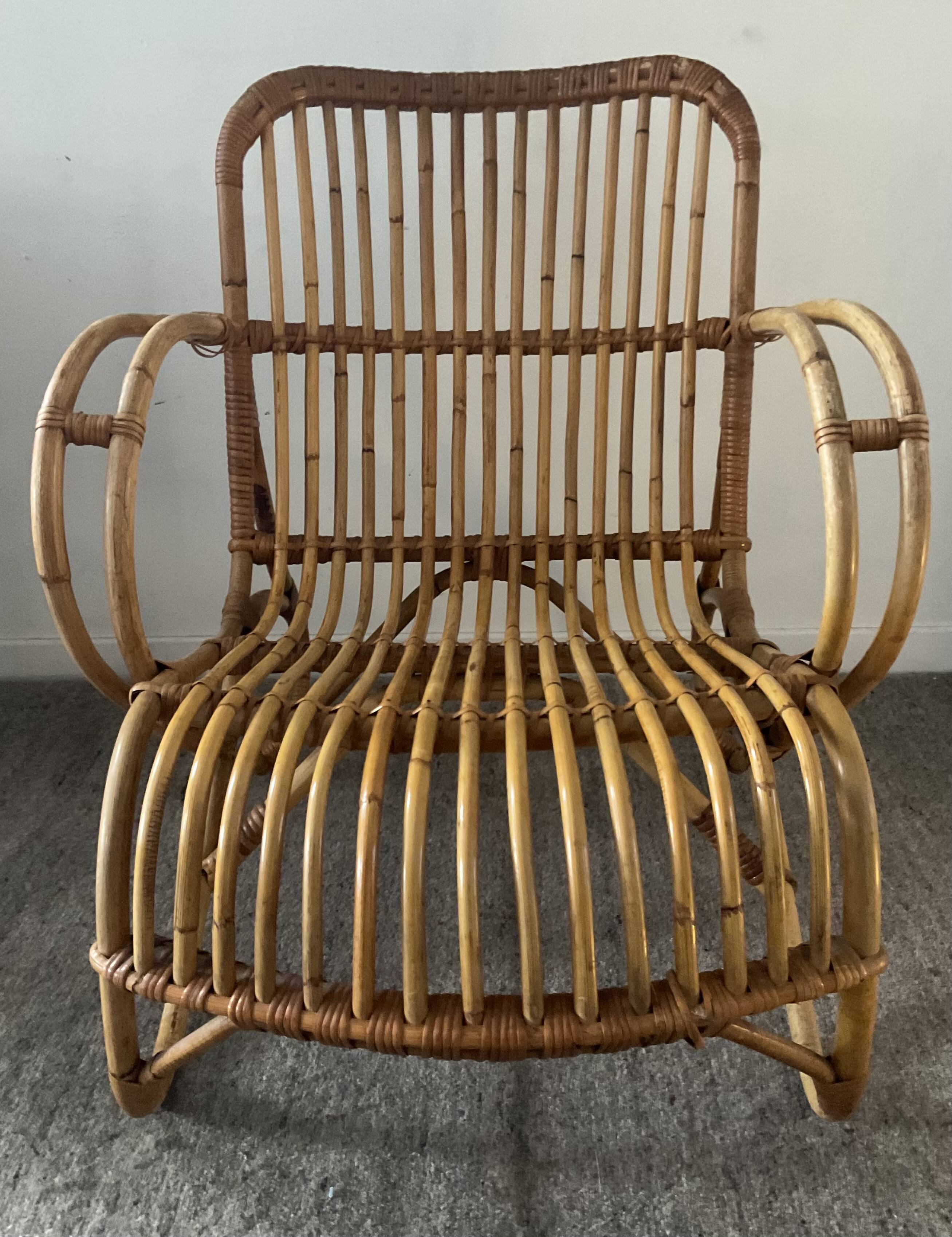 1970s rattan children's armchair