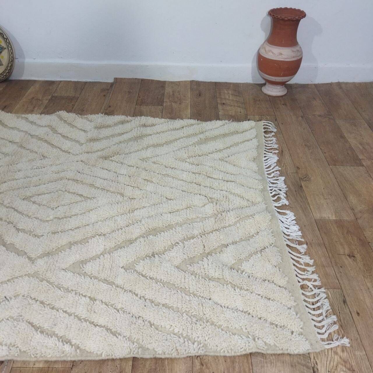 Handmade wool Berber rug 240 X 135 CM