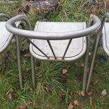 4 seventies welded tubular steel armchairs