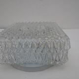 Ceiling lamp or wall lamp, square shaped in carved glass brand