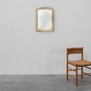 Mirror by Deknudt with marbled fume glass side panels in gilded wooden fram