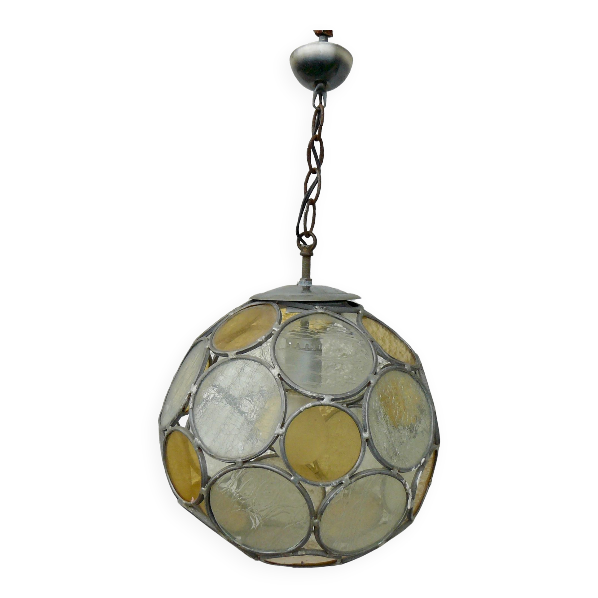 Suspension globe vitrail vintage 1970-80
