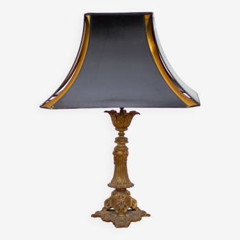Bronze lamp with lampshade, bronze table lamp, living room lamp, lampshade lamp, accent lamp