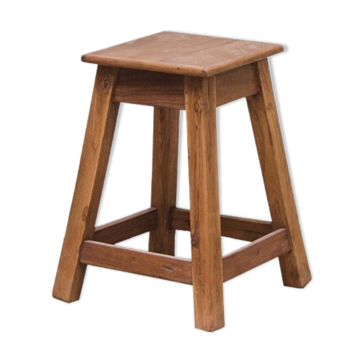 Vintage wooden stool square seat