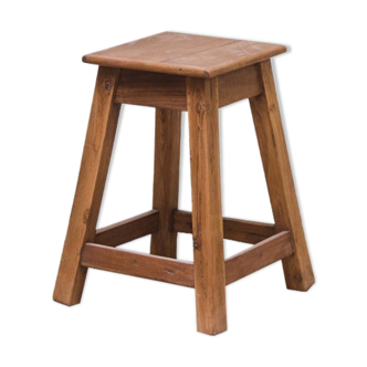 Vintage wooden stool square seat