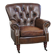 Fauteuil Chesterfield en cuir de vachette grainé marron couleur cognac