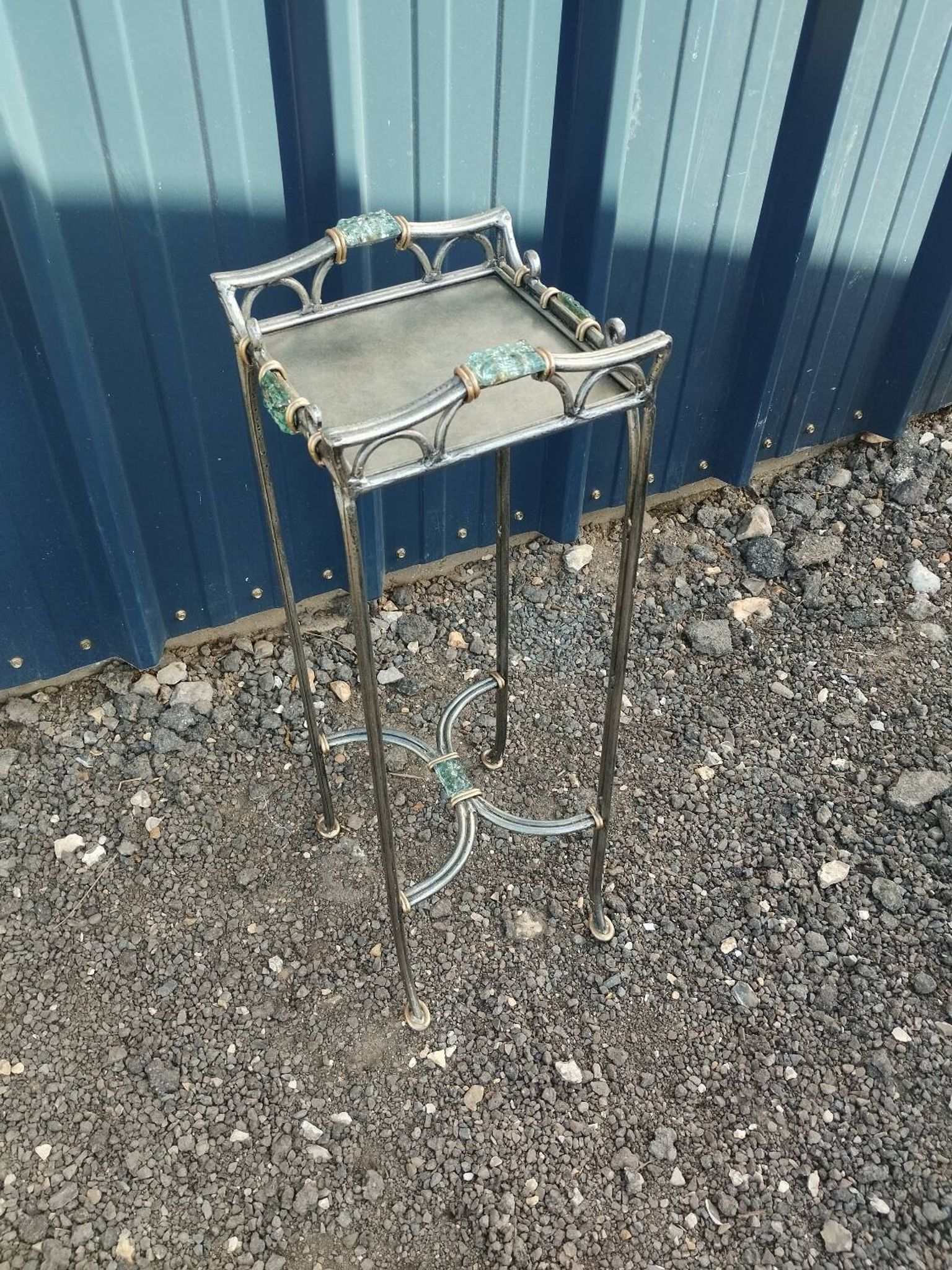 Vintage metal and glass side table