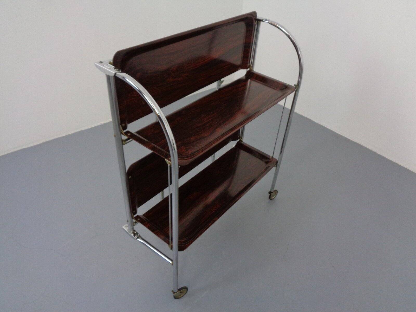 Vintage Optic Rosewood Pressalit Tea Cart, 1970s