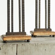 Art Deco pair of candle holders in wrought iron and stone