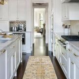 2x10 Beige Brown Floral Turkish Runner Rug, 73x302Cm SK 7009