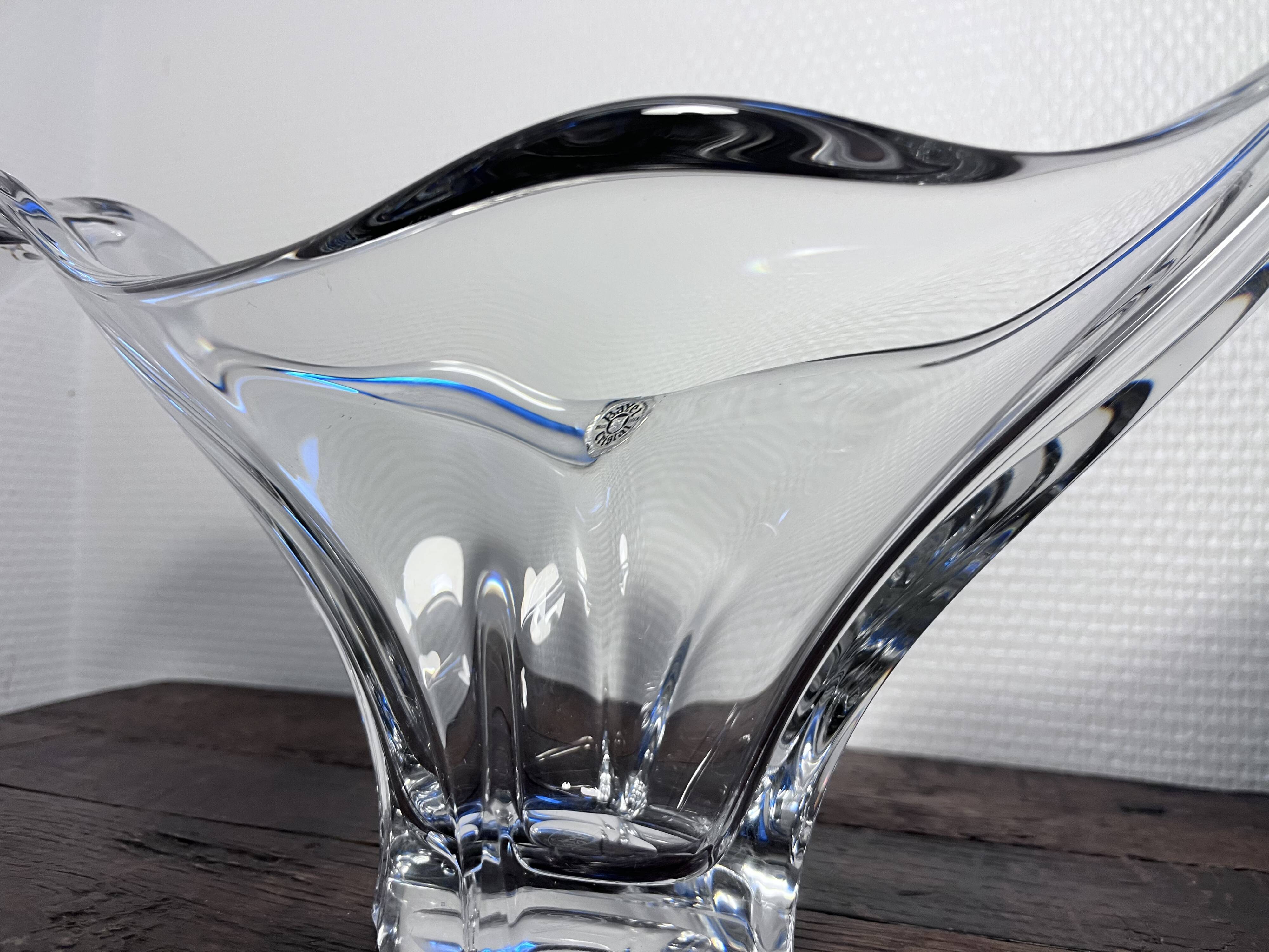 Large signed Bayel crystal bowl – Mid-century organic design