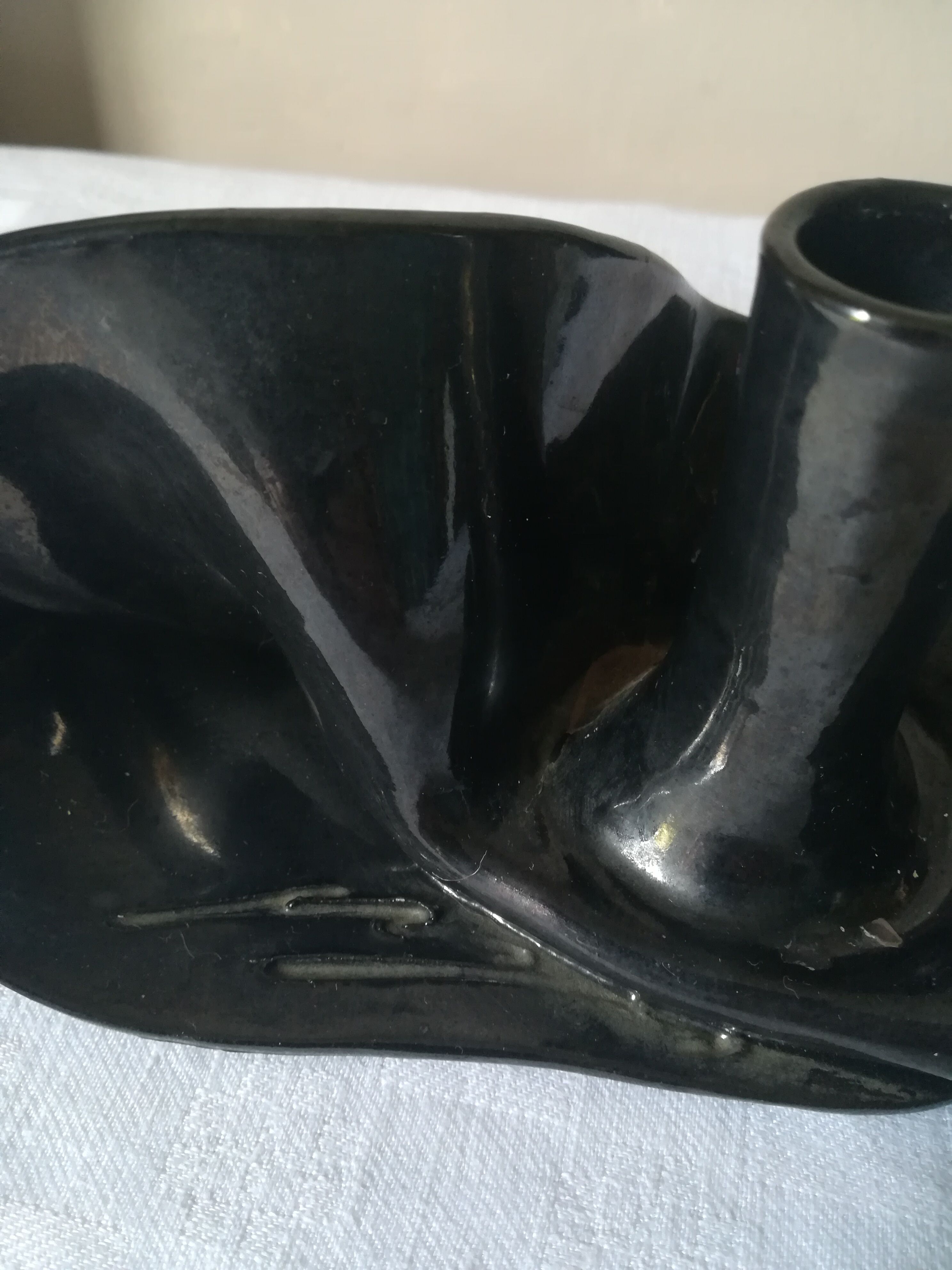 Black ceramic candlestick