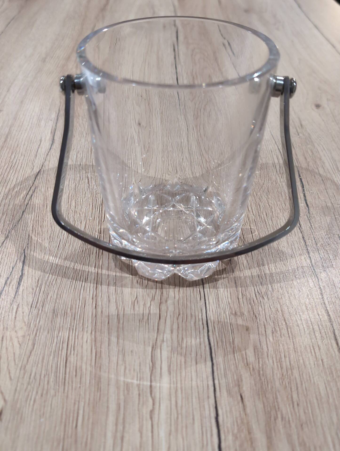 Crystal Ice Bucket Glass Size Stainless Steel Handle with Vintage Ice Tongs