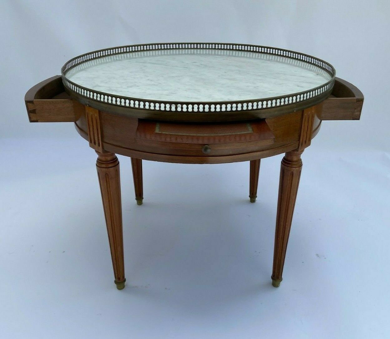 Table bouillote 1950 marble foot with louis xvi style gallery