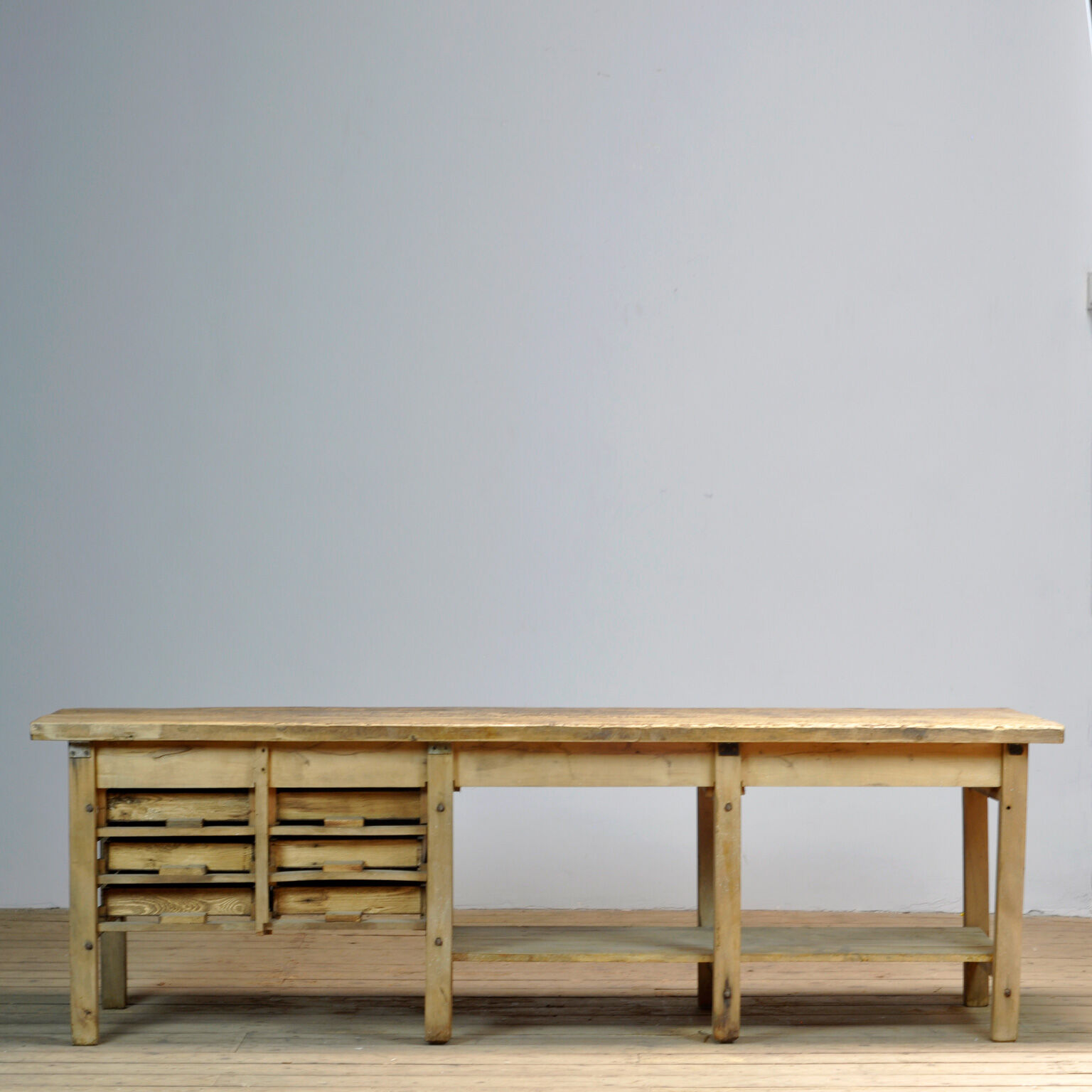 Industrial wooden worktable, 1980's