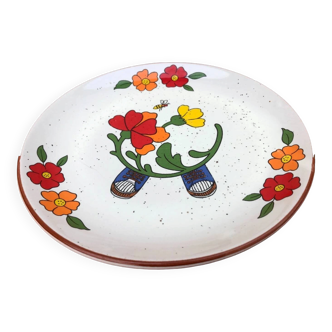 1970s glazed ceramic dessert plate