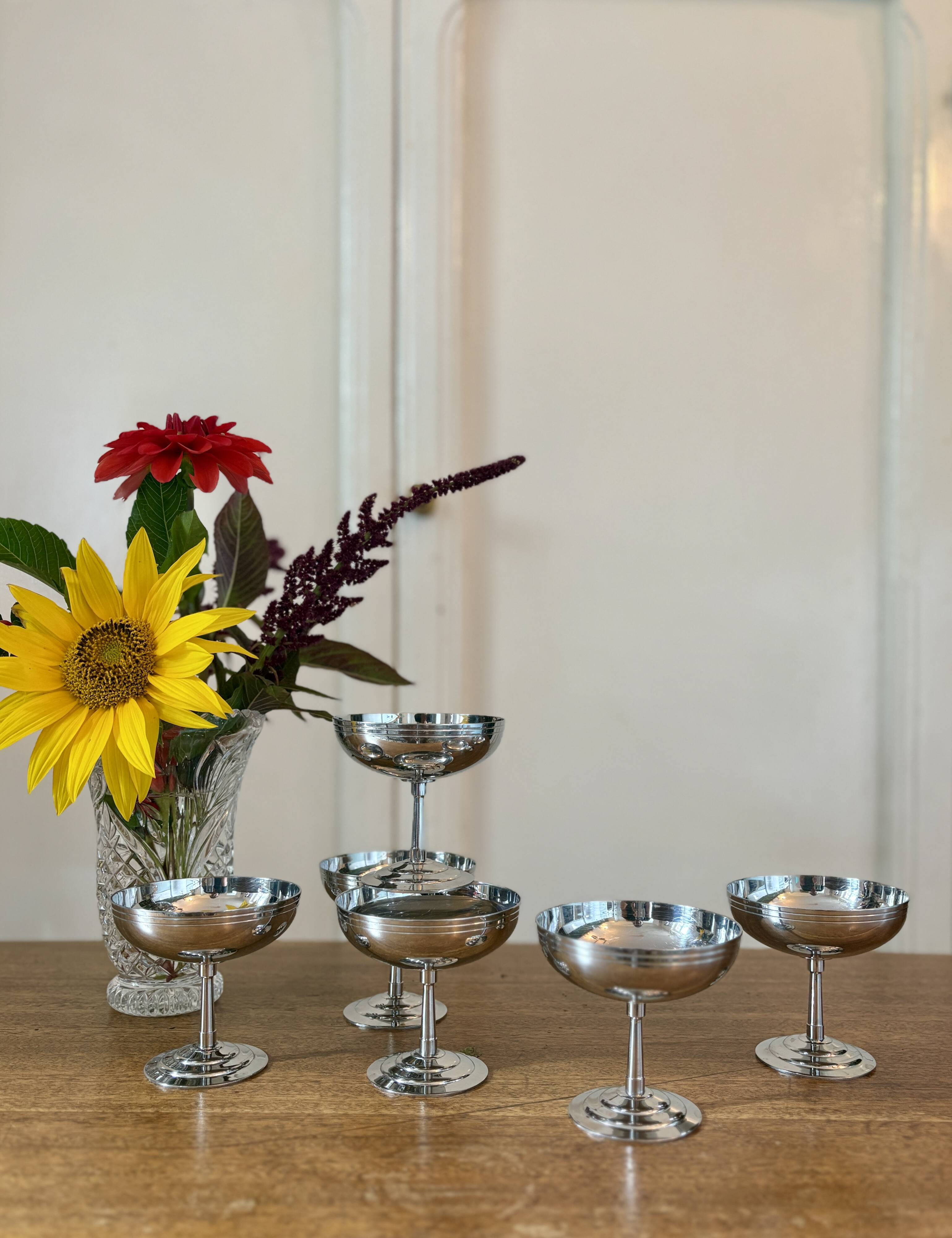 Set of 6 vintage stainless steel dessert bowls
