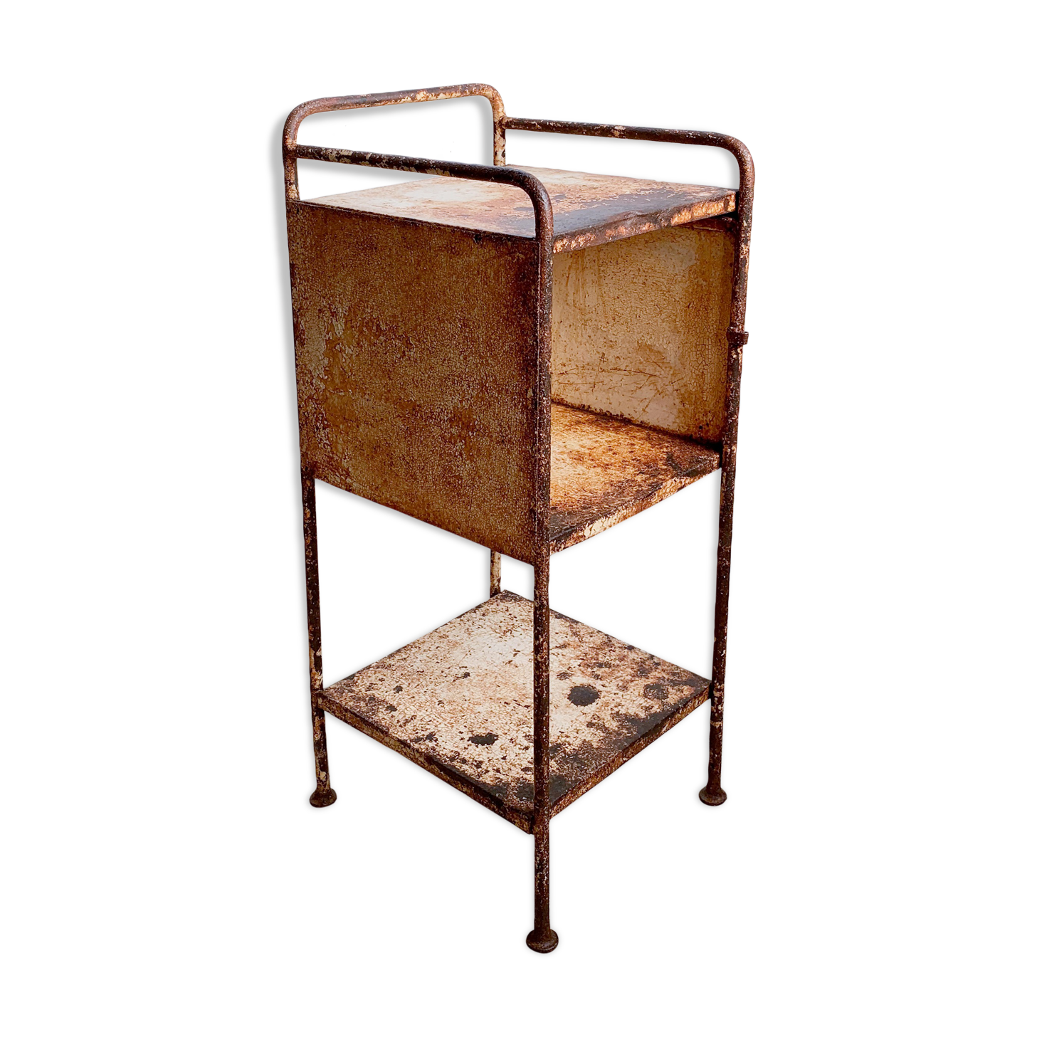 Former hospital bedside table late 19th century early 20th century in metal