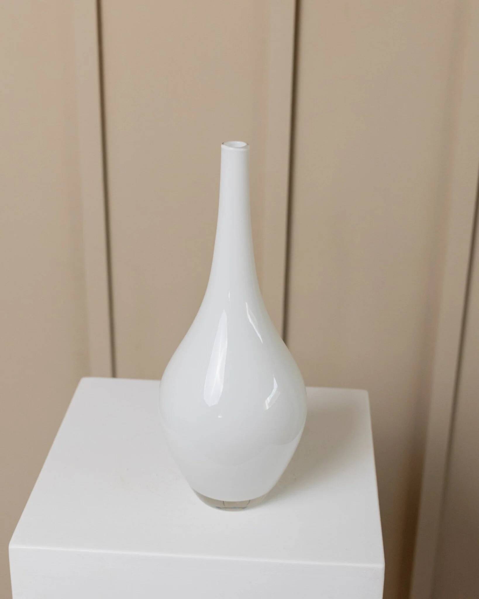 Vintage white milk-glass Salong vase by Johanna Jelinek for IKEA - mouth-blown glass, Scandinavian design