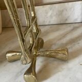 Vintage solid brass brutalist candle holder