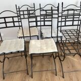Lot de six chaises en fer forgé
