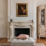 Antique French painting from the 18th century, portrait of a soldier