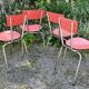 Set 4 chairs vintage kitchen metal and red formica