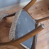 Sled chair by Self - NF14, solid wood and wool fabric, vintage 1960's