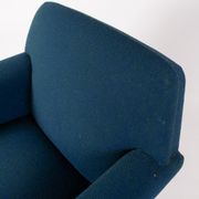 Armchair upholstered with dark blue wool fabric and legs in dark wood, of danish design, 1960s