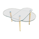Table basse verre avec plateau  pivotant pied fuseau bois 100x50 hauteur 40 et 30cm