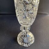 Polished and frosted molded crystal vase – Mid-20th century